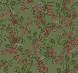 Red floral all over flowers pattern