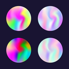 Holographic abstract backgrounds set. Gradient hologram.