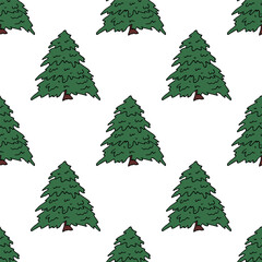 Seamless pattern with geometric minimal scandinavian Christmas tree doodle for decorative print, wrapping paper, greeting cards and fabric