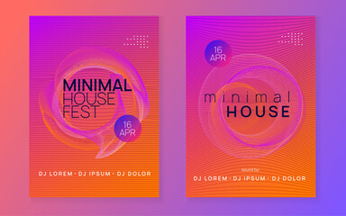 Neon club flyer. Electro dance music. Trance party dj. Electronic sound fest. Techno event poster.