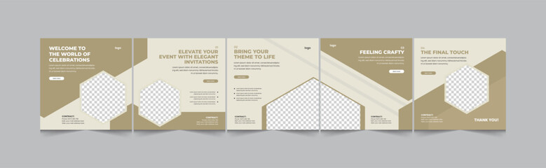 Event organizer social media carousel, Instagram carousel template for event organization, eps 10 vector illustration 