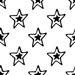 Seamless pattern with cute stars doodle for decorative print, wrapping paper, greeting cards, wallpaper and fabric