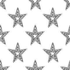 Seamless pattern with cute stars doodle for decorative print, wrapping paper, greeting cards, wallpaper and fabric