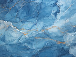 Blue marble and gold abstract background texture.