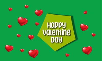 Happy Valentine's Day poster with 3d red heart, gift card, love party, invitation voucher design, poster template, place for text