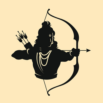 prabhu shree ram chandra ji using bow and arrow hindu god character mascot vector