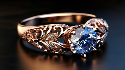 Wedding ring with diamonds. Jewelry background