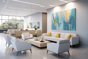 Welcoming reception area with comfortable seating and modern interior design