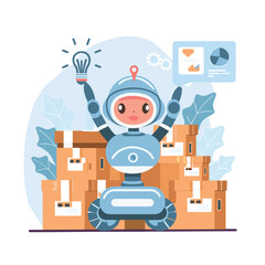 2d vector illustration colorful technology , ai robot making jobs helping people colorful design