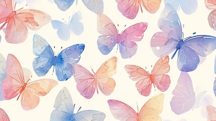Fototapeta na wymiar Cute group of butterflies watercolor style. Colorful butterfly. Beautiful banner for decoration design, print, wallpaper, textile, interior design, poster, children books, decorate children rooms