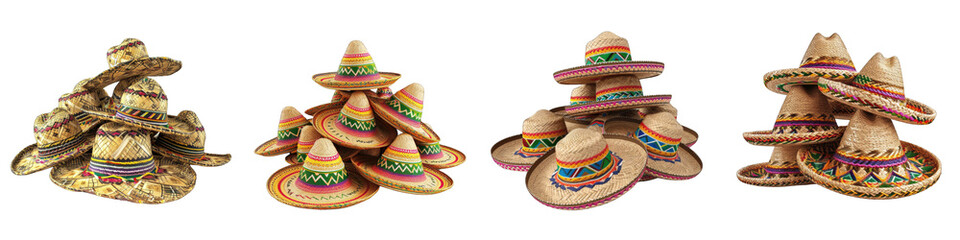 Mexican Hat Flower Pile Of Heap Of Piled Up Together  Hyperrealistic Highly Detailed Isolated On Transparent Background Png File