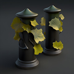 bollards with ginkgo leaves