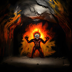 Cave painting clown angry