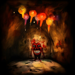 Cave painting clown angry hell