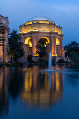 Blue hour photo of the Palace of Fine Arts in San Francisco