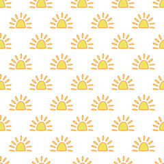 Seamless pattern with sun doodle for decorative print, wrapping paper, greeting cards, wallpaper and fabric