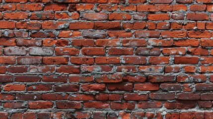Red Brick Wall - Solid Structure of Textured Bricks in Plain View