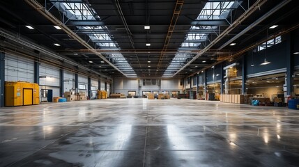 Wide Open Empty Warehouse Space AI Generated