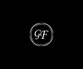 Abstract  GF letter logo. black background.