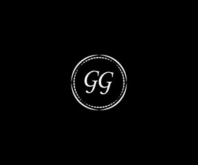 Abstract  GG letter logo. black background.