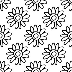 Fototapeta na wymiar Summer seamless pattern with flowers doodle for decorative print, wrapping paper, greeting cards, wallpaper and fabric