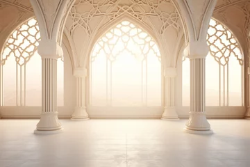 Fotobehang Empty room with columns and arches. Elegant mosque background © KerXing