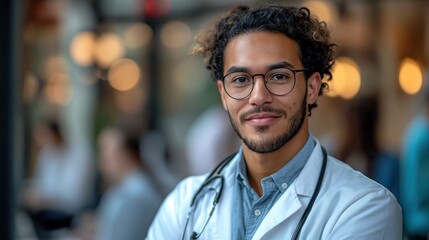 Fototapeta premium Healthcare Professional Assesses Buildings Safety With Stethoscope. Generative AI.