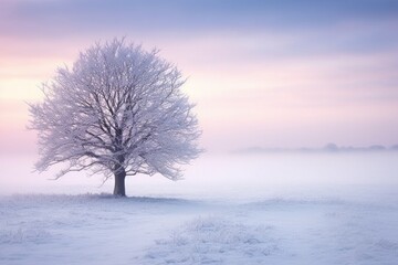Fototapeta na wymiar Gradient of cool blues and purples tree creating a serene winter ambiance.