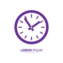 A logo of pink watch icon abstract clock vector silhouette on white background