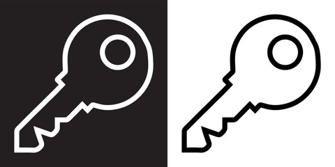 Key icon vector. Key sign symbol in trendy flat style. Key vector icon illustration isolated on black and white background