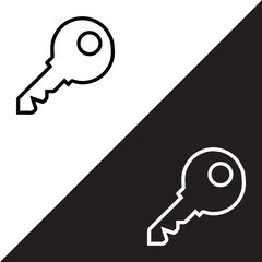 Key icon vector. Key sign symbol in trendy flat style. Key vector icon illustration isolated on white and black background