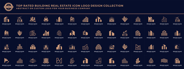 Abstract building real estate logos collection. Geometric abstract logos icon design