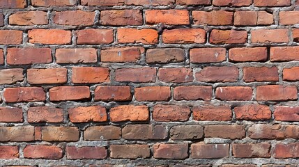 A Red Brick Wall, Solid Structure Constructed With Common Building Blocks