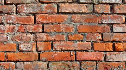 A Solid Brick Wall Constructed With Red Bricks