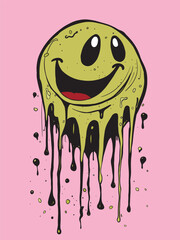 dripped smile emoji hand drawing illustration