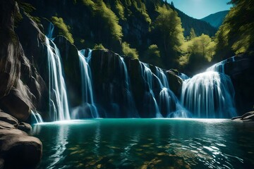 waterfall in the mountains-