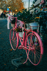Fototapeta na wymiar pink bicycles