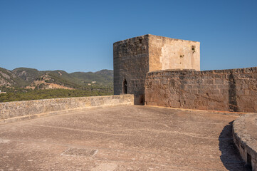 View of historic Bellver Castle in Palma de Mallorca, Spain.