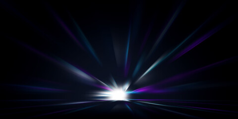 Obraz premium Abstract colorful, science, futuristic, energy technology concept. Digital image of light rays, stripes lines with blue light background