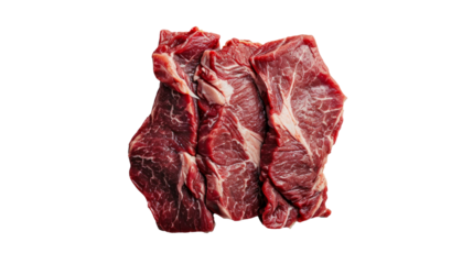 High-resolution raw steak cuts, vivid and detailed, perfect for culinary designs, with a transparent PNG background.