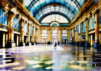 Fototapeta na wymiar Grand Palais de Paris en aquarelle