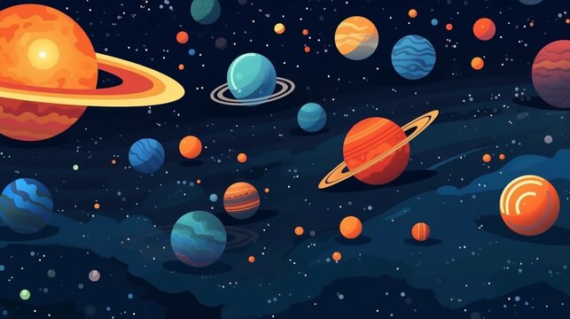 Fototapeta Vector space background Cute flat style template Ai Generative