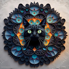 black cat paper quilted