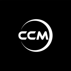 CCM letter logo design with black background in illustrator, cube logo, vector logo, modern alphabet font overlap style. calligraphy designs for logo, Poster, Invitation, etc.