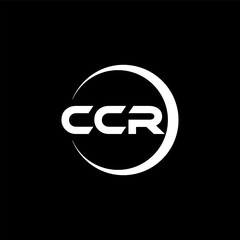 CCR letter logo design with black background in illustrator, cube logo, vector logo, modern alphabet font overlap style. calligraphy designs for logo, Poster, Invitation, etc.