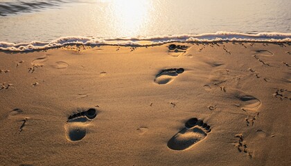 footprints in the sand by the sea 