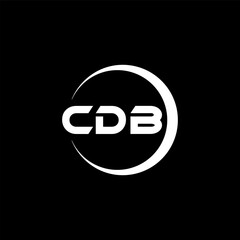 CDB letter logo design with black background in illustrator, cube logo, vector logo, modern alphabet font overlap style. calligraphy designs for logo, Poster, Invitation, etc.