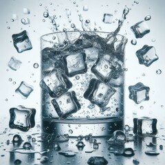 Crystal Clear Refreshment: Icy Elegance in a Transparent Glass for Cool Summer Hydration