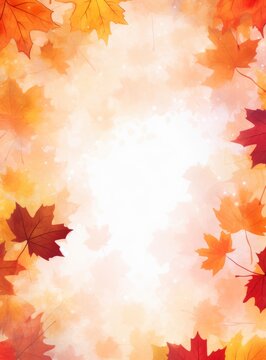 autumn maple leaves on bright textured background with copy space