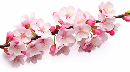 Fototapeta na wymiar Blossom of a cherry tree isolated over white background